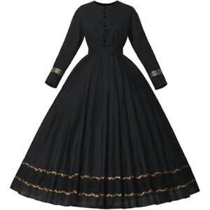 1860s Victorian Civil War Dress & Hoop Skirt SouthernBelle Black/Gold Authentic